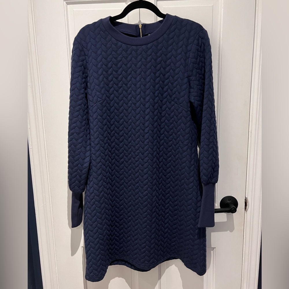 SAIL TO SABLE Navy Quilted Midi Sweater Dress, Large. (New with tags!)